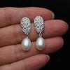 New Real Pearl 925 Sterling Silver Drop Earrings For Women Fashion Zircon Dangle earrings Natural Freshwater Pearl Jewelry Hot