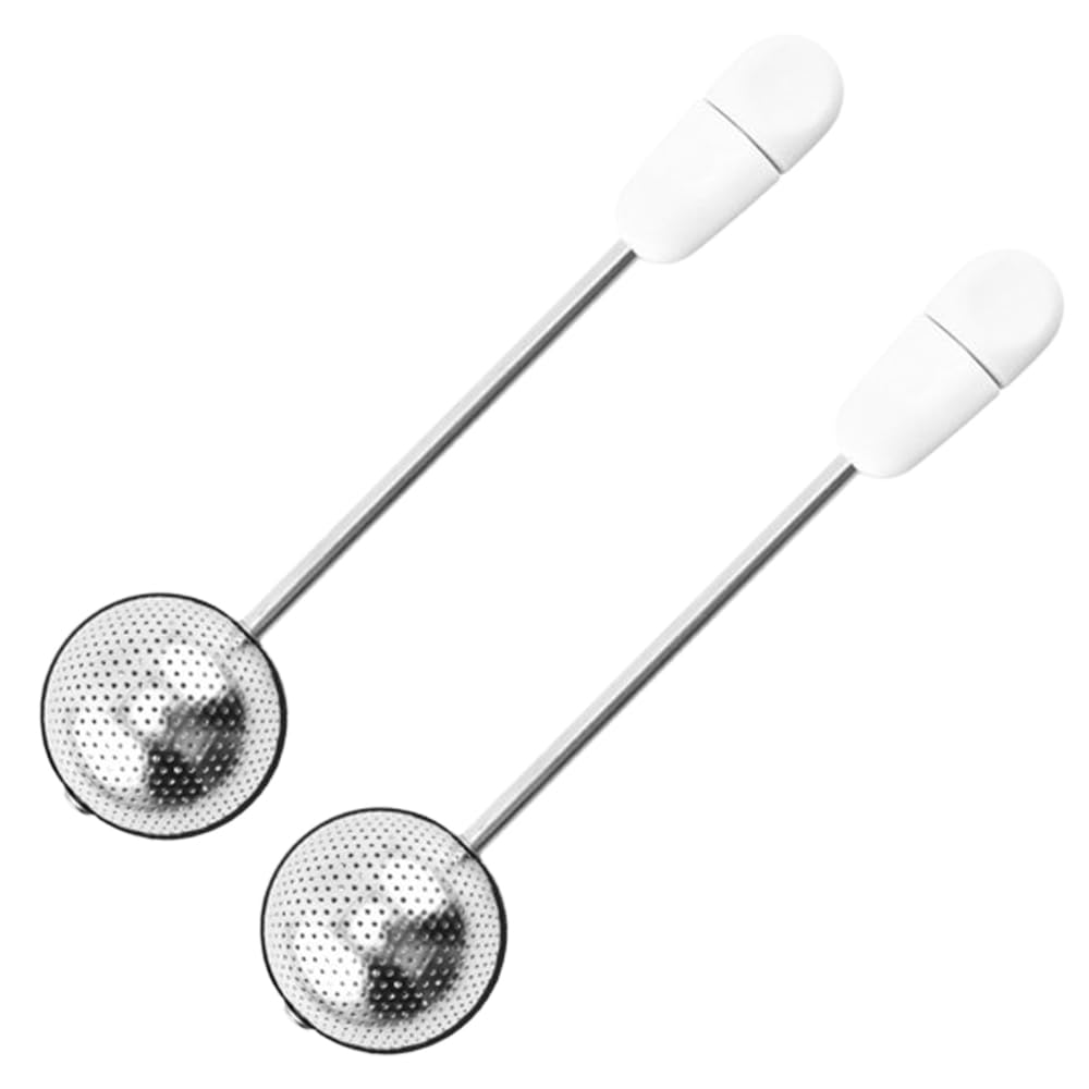 

Asdays Tea Strainer, Fine Mesh, Handle, Lid, Easy to Clean, for Straining Tea Leaves, Spices, Long Handle, Stainless Steel (White, Set of 2)