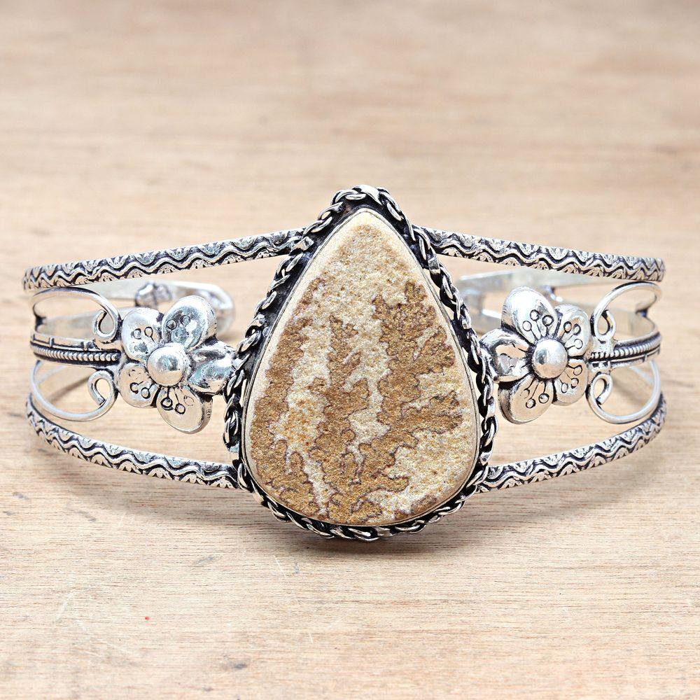Dendritic Drusy Gemstone Handmade Jewelry Cuff Bracelets 7''Adjustable