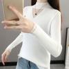 V-neck Sweater Female Fall and Winter High Neck Lace Comfortable Warm Inner Casual Versatile Elastic Pullover Knit Sweater Tops