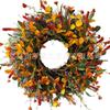 Harvest Wreath With Pumpkins Berries Vine Circle Halloween Thanksgiving Door Decor