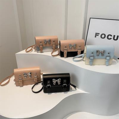2025 New Women's Bag Bow Shoulder Bag Messenger Bag Underarm Bag Candy Color Fashion Square