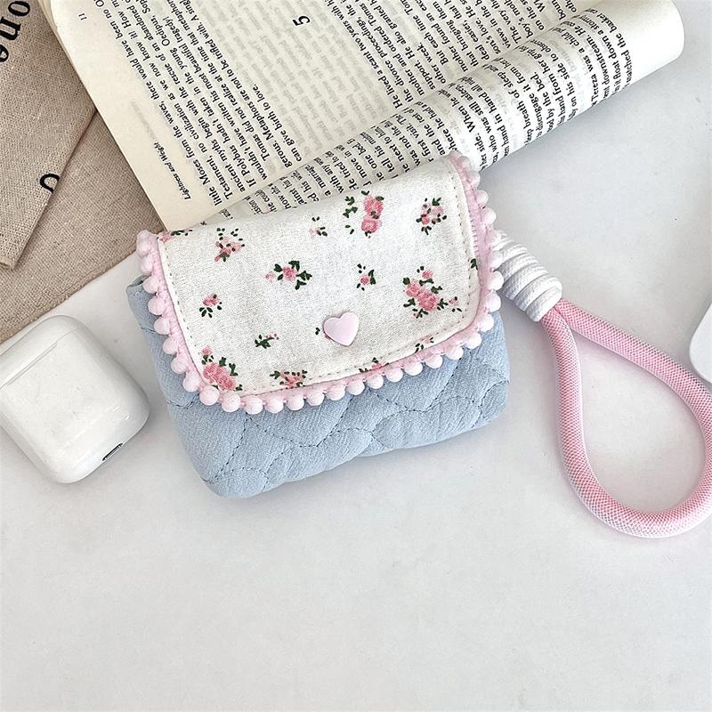 Floral Coin Purse Portable Clutch Bag Lipstick Earphone Sundries Storage Bag Wallet Pouch Mini Makeup Bag