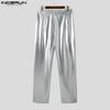 INCERUN Vår herre Sølv Straight Løs skinnende Maxi Bukser