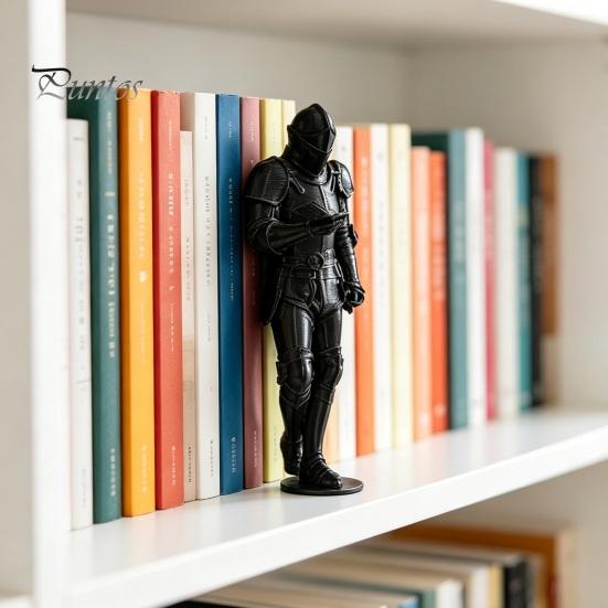 Historical Ornament Medieval Knight Bookshelf Decor, Armored Statue, Unique Gothic Library Figurine for Gifts Book Lovers Lovers, Fantasy Home