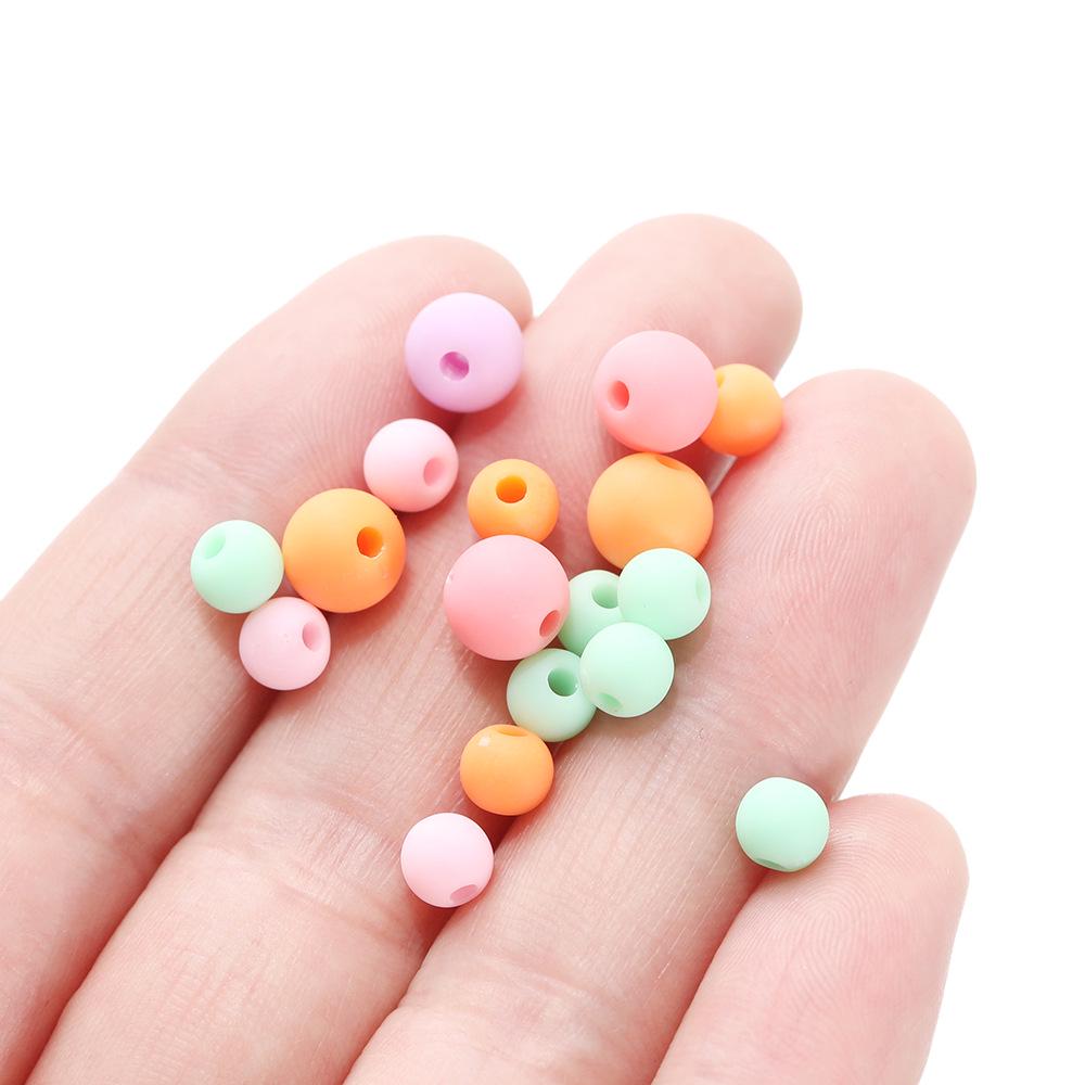 6/8mm Frosted Candy Acrylic Beads - Matte Solid Color, Round with Straight Hole for DIY Handmade Jewelry.