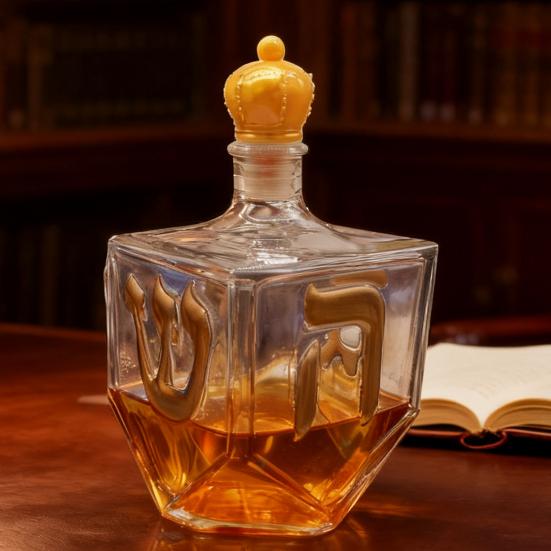 Χανουκά Θεματική Γυάλινη Μπουκάλα Ντεκάντερ Ουίσκι με Διακοσμητικό Στόμιο Μοναδικό Ντεκάντερ Λικέρ για Δώρα Εορτών, Επίδειξη Οικιακού Μπαρ