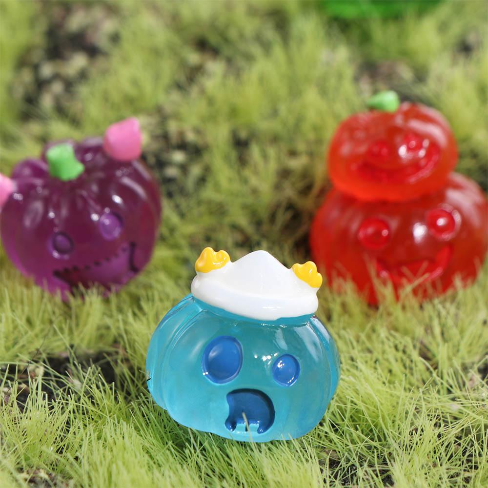 8pcs Micro Landscape Pumpkin Ghost Miniatures Luminous Little Statue  Garden Ornament