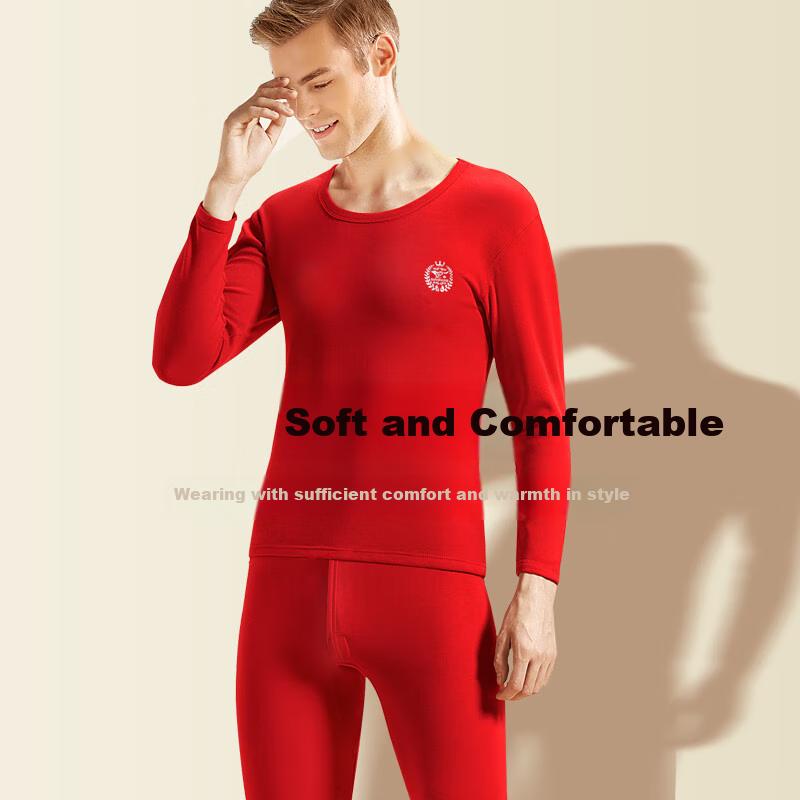 SEPTWOLVES Zodiac Year Thermal Underwear for Men, Autumn And Winter Fleece-Lined Thickened 6-Piece Gift Box Set, Horse Year New Year Wedding
