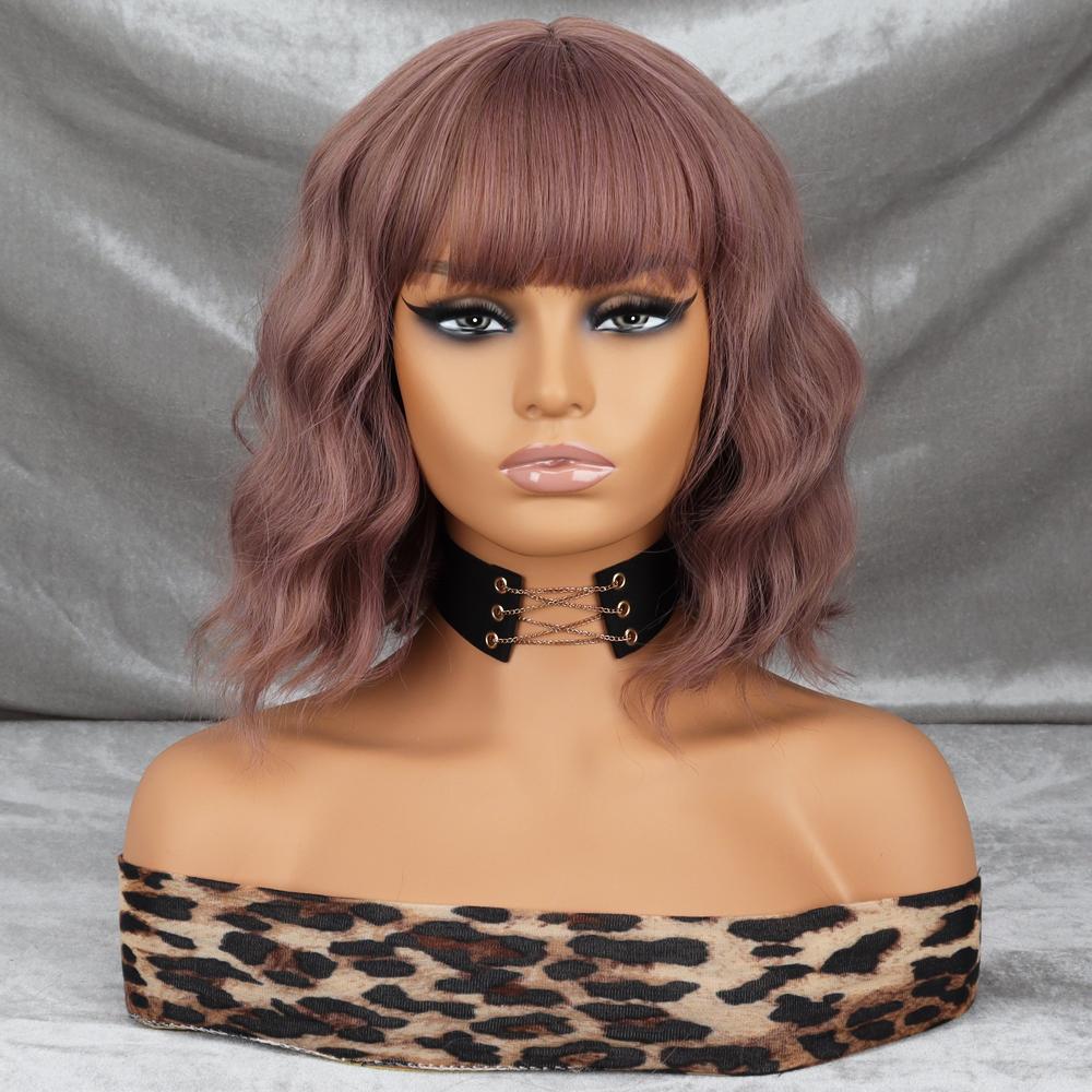 LISI HAIR Women's Short Synthetic Fiber Wig with Bangs Half Black Half White Wig Halloween Party Cosplay Lolita Wig