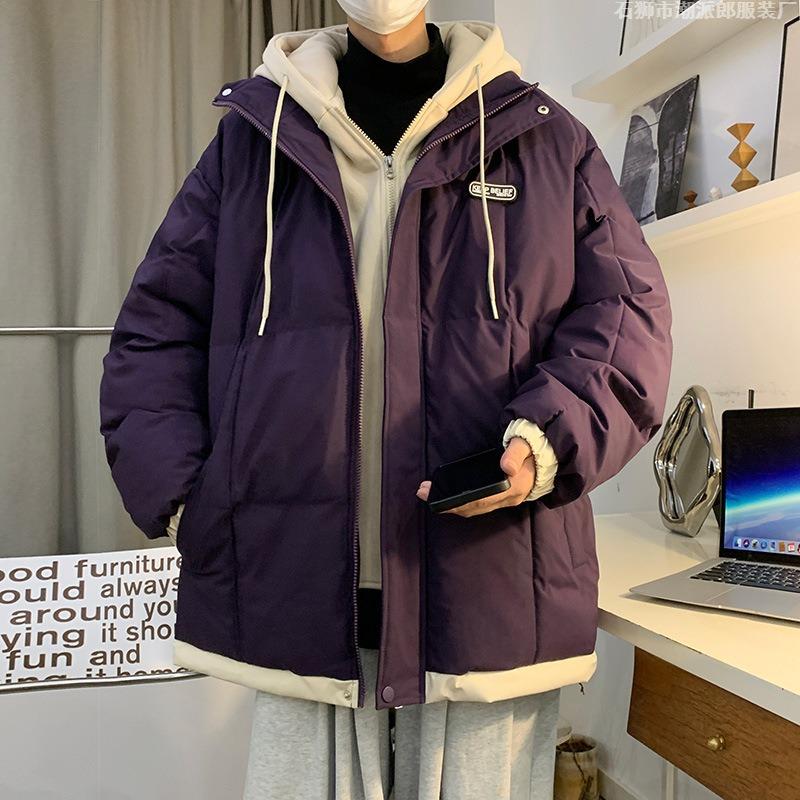 Padded jacket men's autumn and winter piled thickened trendy brand youth padded jacket high school students fake two padded jacket