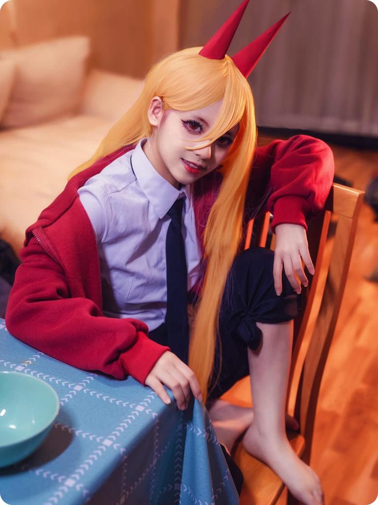 Power Cosplay Chainsaw Man Power Blood Adult Tokyo Public Security Special Division School Costume Power Wig [NOKIJP] Costume, Red, Cosplay, Demon,