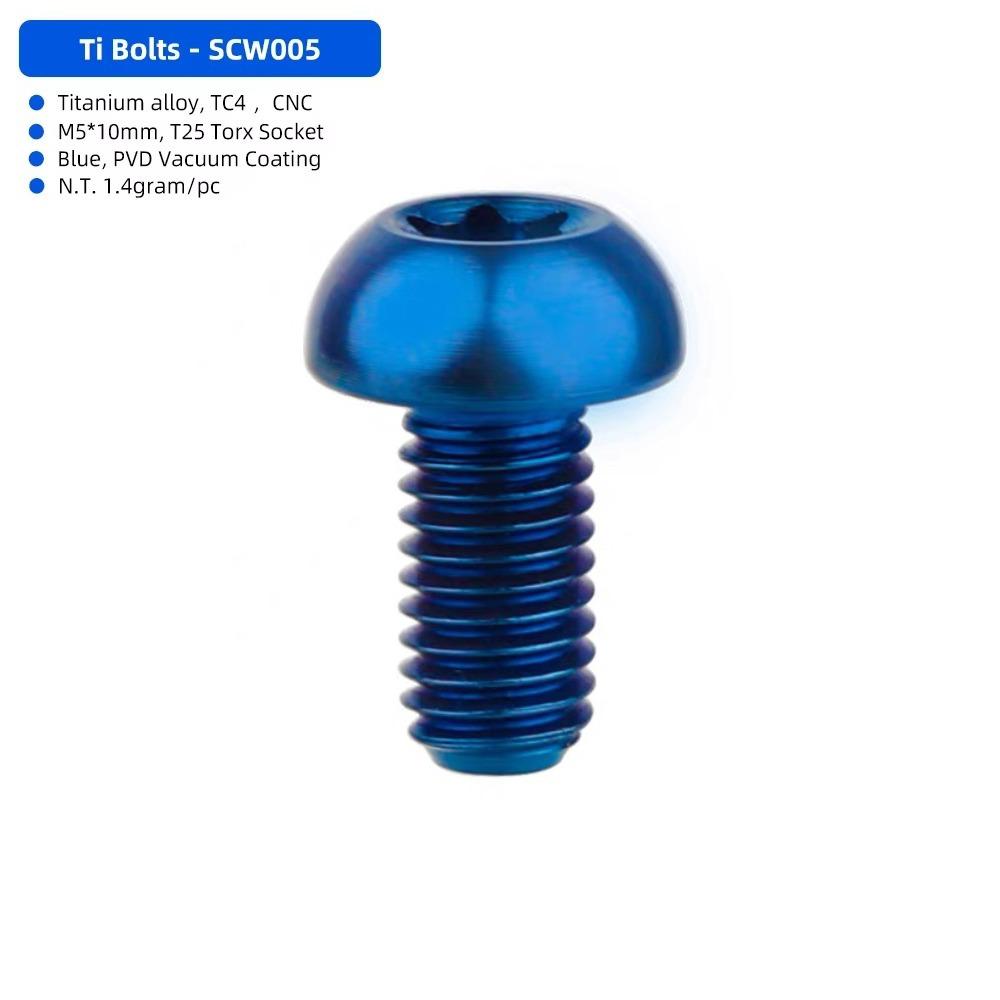 M5x10 Titanium Bolt T25 Torx Ultralight Weight Bicycle Braking Disc Screws TC4 Titanium High Tensile Fastener