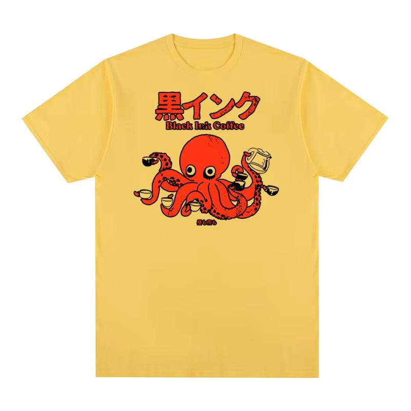Black Ink Coffee Creative Printed Unisexs TShirt Cotton Oversized Charming Graphic Tees for WoUnisex Tops Tees Streetwear Breathable