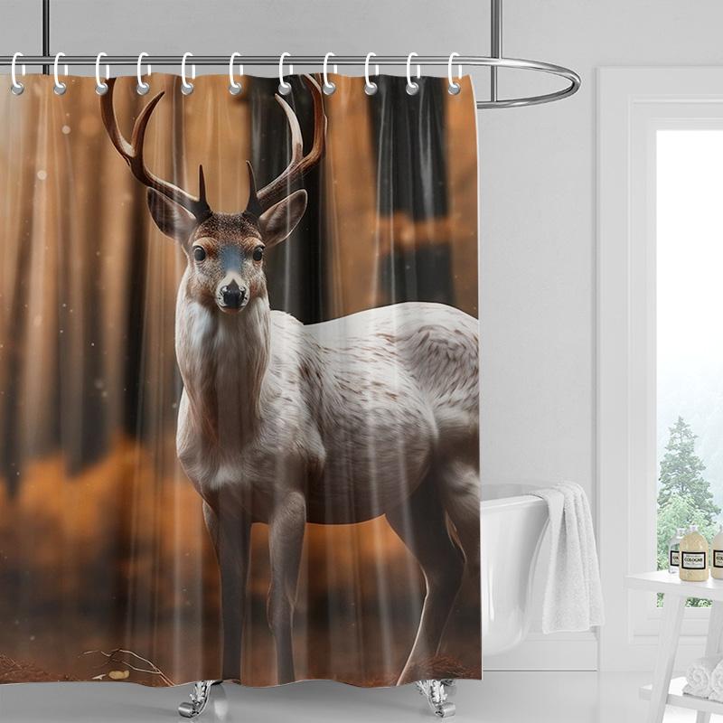 Home Decoration Shower Curtains for Bathroom Waterproof Curtain Fabric Modern Nordic Style Living Room Merry Christmas Winter