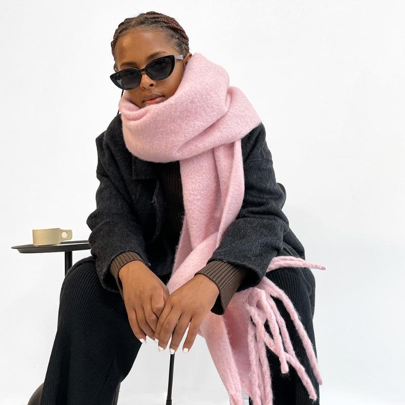 New mohair scarf vacuum packaging women's solid color scarf warm shawl