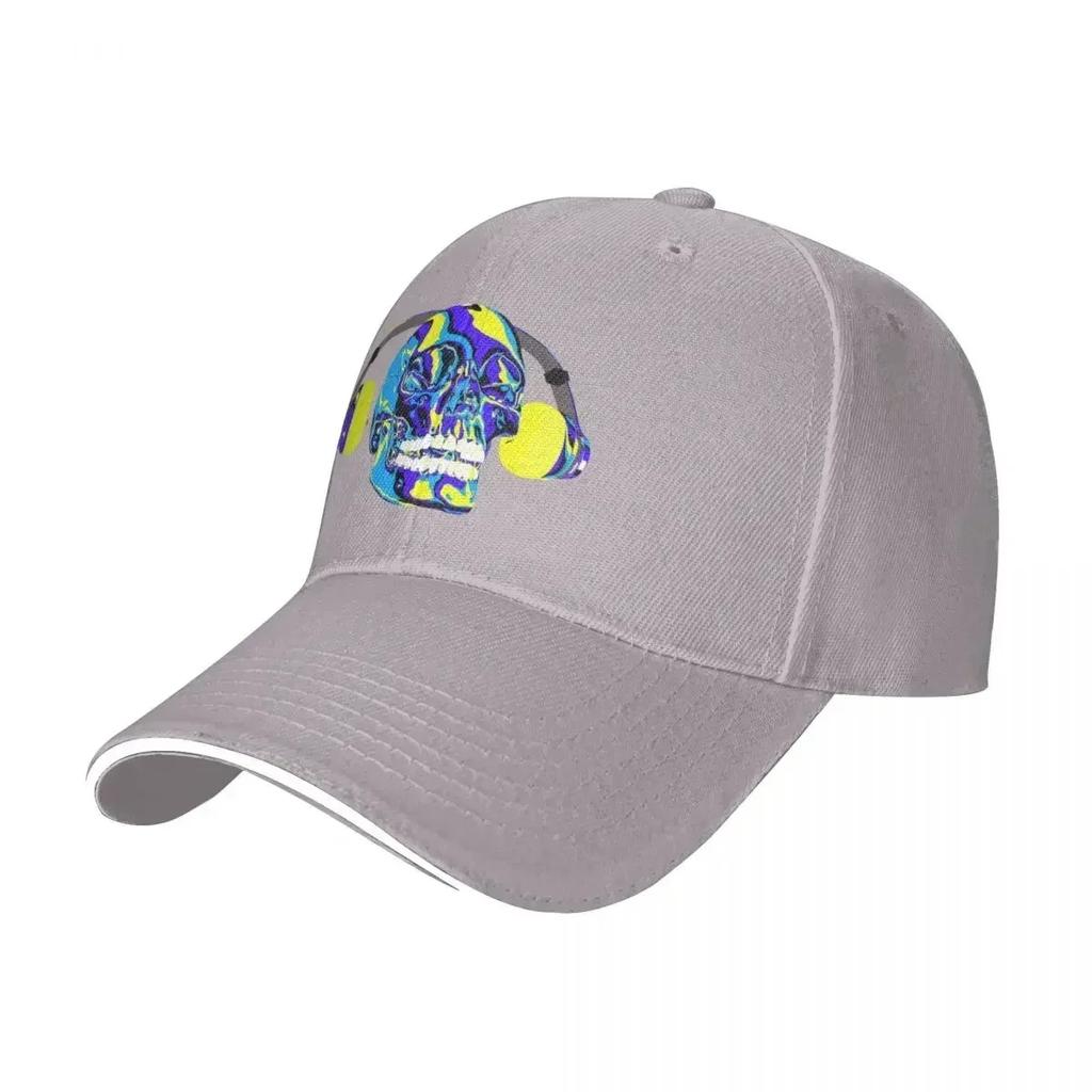 Psychedelic skull listening to music on headphone Baseball Cap Unisex's big size hat Beach Outing Unisexs Tennis Women's