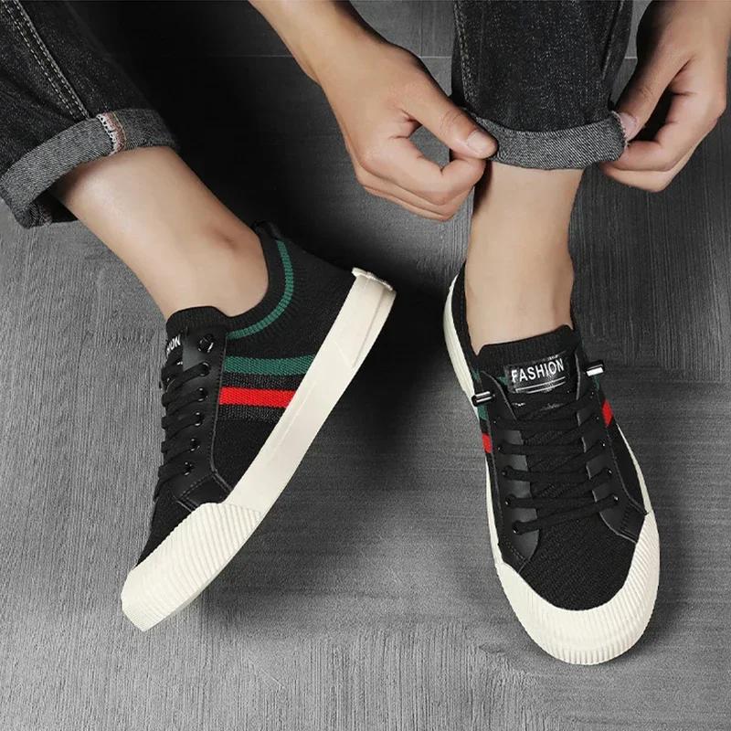 2024Fashion Male Stylish Shoes Men Sneakers Branded Casual Loafers Light BreathableMesh Lightweight Flats Shoes Tenis Masculino