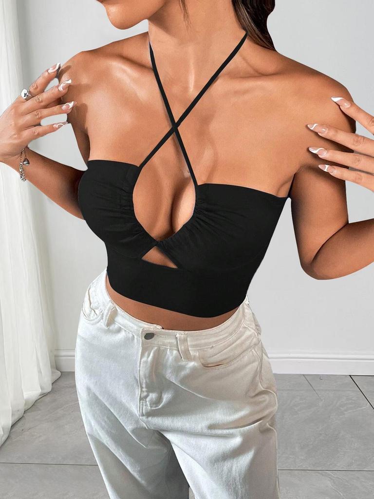 2026 European & American Strappy Drawstring Slim Fit Crop Tank Top - Women's Summer Outerwear