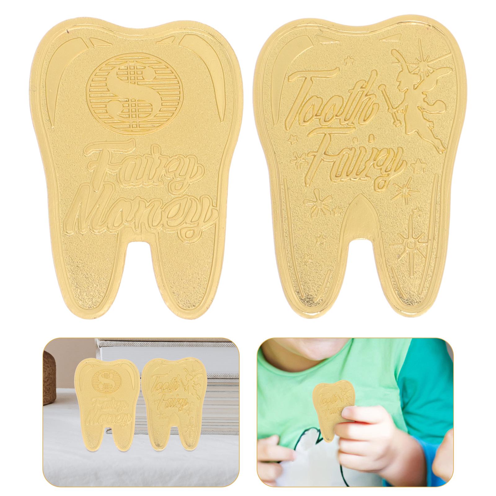 

2 шт. Зубы в форме золотых зубов, маленькое детское украшение из лиственного цинкового сплава, детский сувенир золотистый