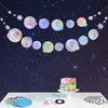 Cheerland Iridescent Galaxy Happy Birthday Banner Moon Star Birthday Party Decorations Space Garland Party Decor Planet Theme Happy Bday Letter Sign