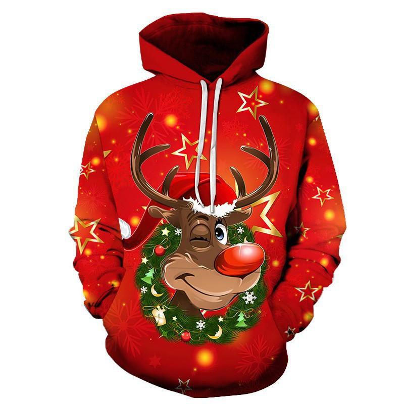 3D hoodie, casual men's sweater 3D printed hooded sweater, Christmas pattern direct supply