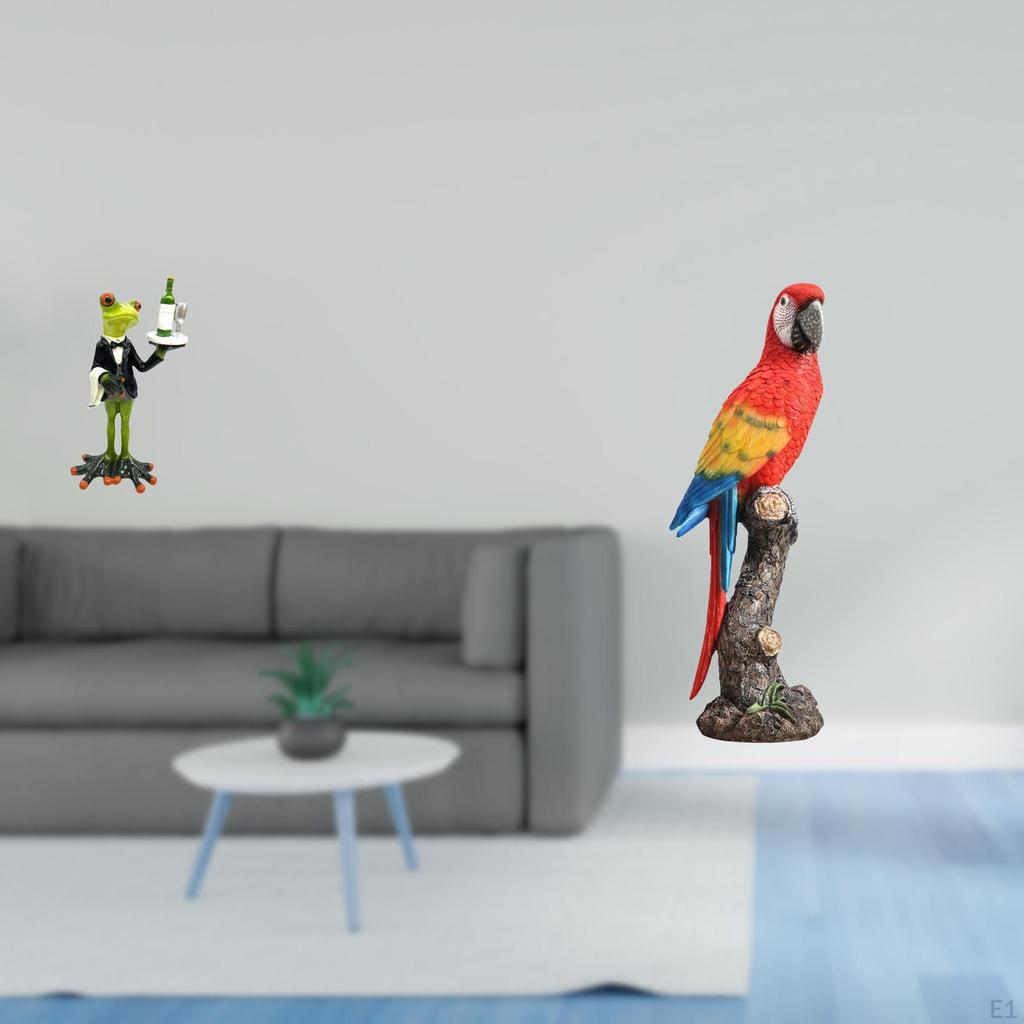 Creative Animal Statue Figurine for Tabletop Fireplace Entrance Shelf Birthday Gift Parrot Frog