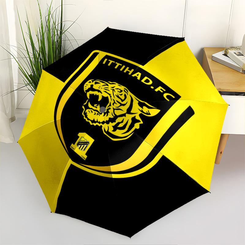 1 PC Automatic Folding Umbrella - Alittihad Club Pattern Portable Foldable Design With 8 Ribs Christmas Birthday Gifts