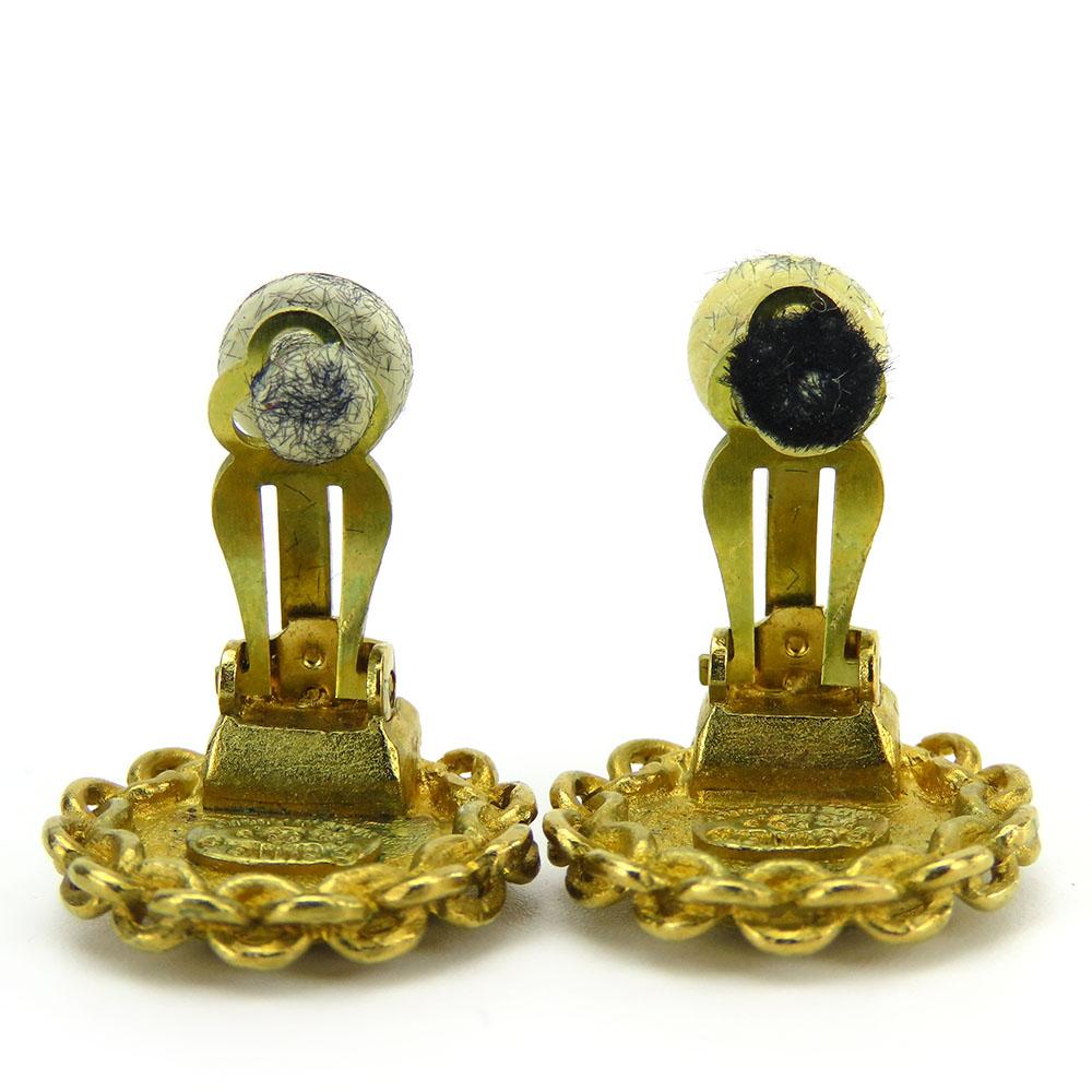 Used CHANEL Earring COCO Mark metal 9g gold Accessories