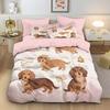 3Pcs Cute Sausage Dog Animal Print Coreless Duvet Cover Set, Multi Size Bedding Decoration, Machine Washable