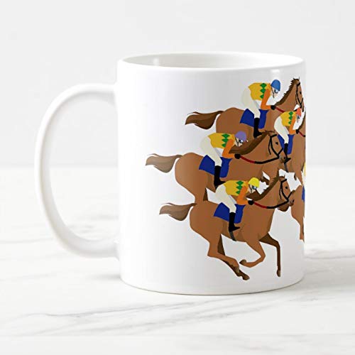 Horse Racing Jockey and Thoroughbred Illustration Mug: Photo Mug (Horse Series) (A)