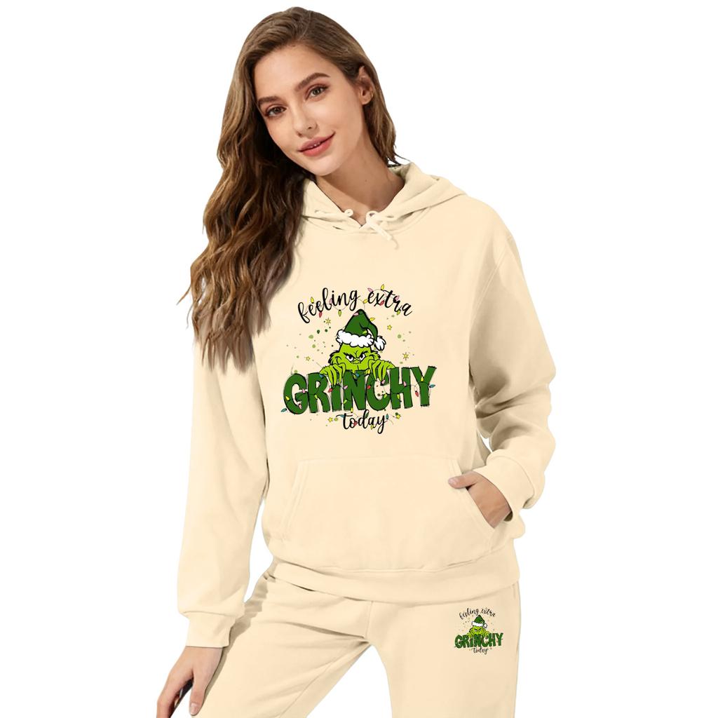 Women's Hooded Sports Tracksuit Unisex Two-Piece Running Outfits Long Sleeve Pullover Hoodies Sweatshirt+Sweatpants Set