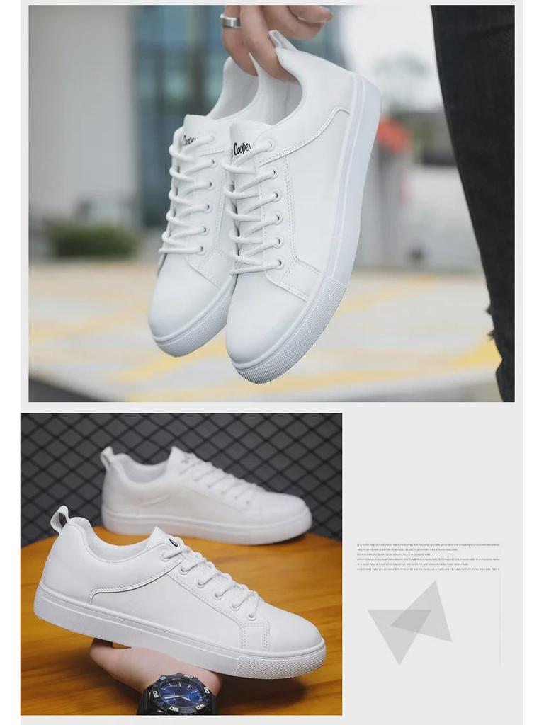 Large Size Versatile Men's Korean Style Low-Top Sneaker Casual White Shoes