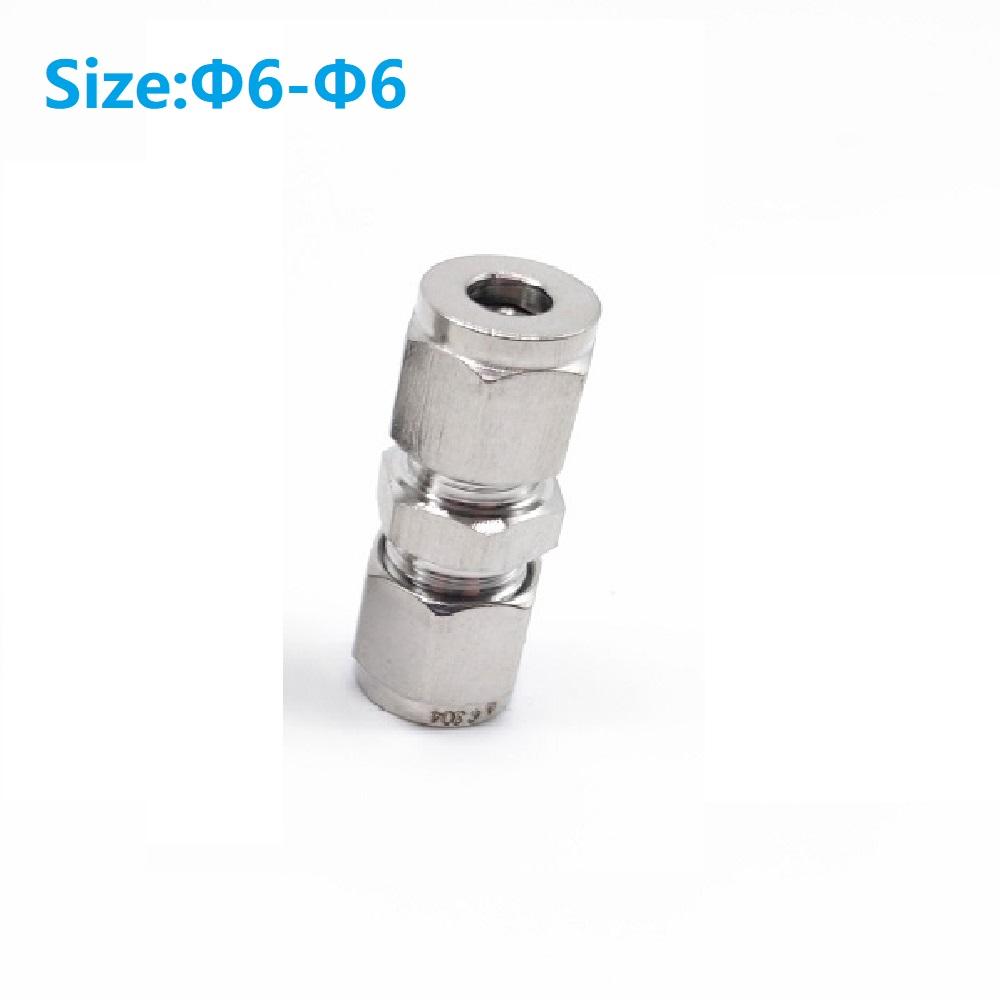 3/4/6/8/10/12mm Stainless Steel Compression Tube Fitting Straight Compression Fitting Coupler Double-Ferrule Adapter