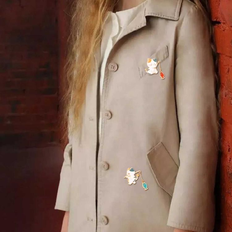 Fishing Cat Badges Alloy Material Enamel Brooch Pins for Bookbags Clothes Decors