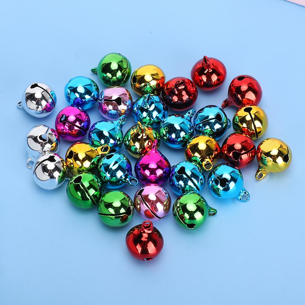 50Pcs Small Metal Bell Colourful Paint Christmas Jingle Bells Key Pendant Party DIY Beads