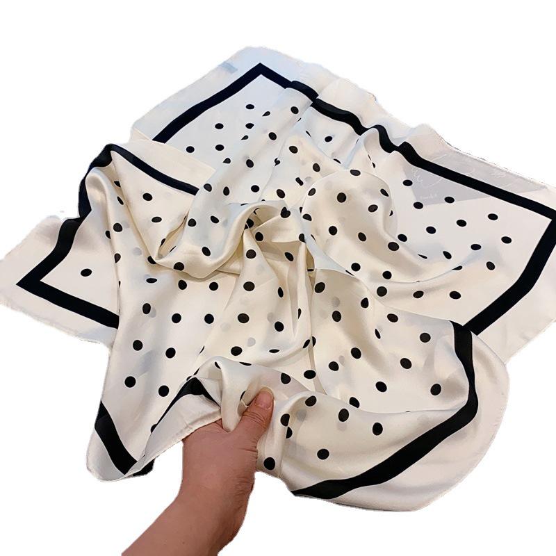 Polka Dot Silk Scarf: Versatile Spring/Autumn Accessory & Hairband for Women