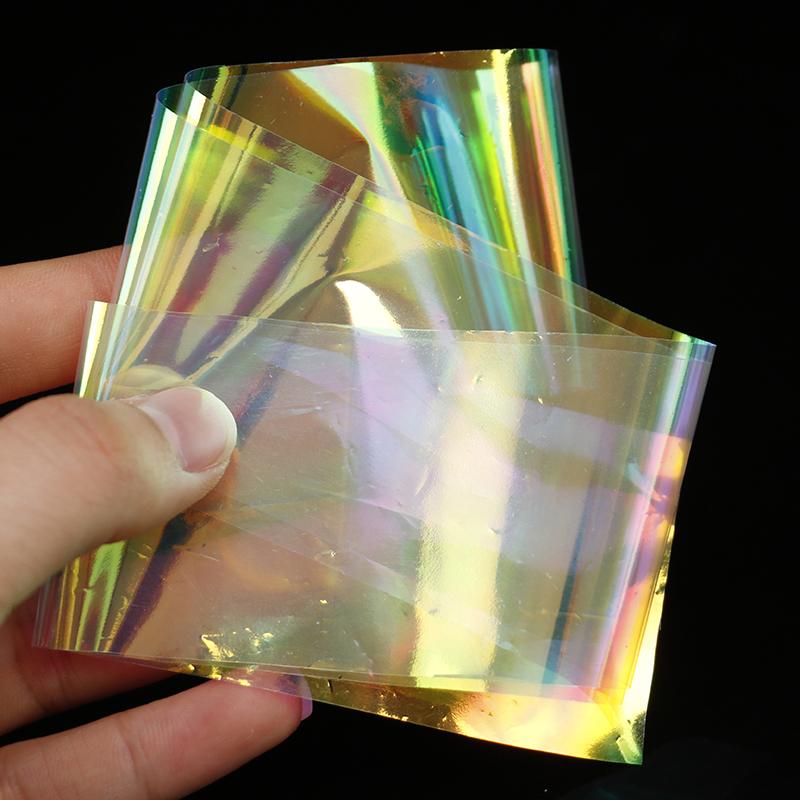 Nail Art Aurora Ice Cube Cellophane Large Colorful Transfer Paper Laser Sticker