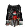 Women's Fashion Round Neck Long Sleeve Christmas Print Casual Pullover Sweater Top