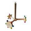 Interactive Wooden Bird Stand with Rotating Feature Bird Cage Colorful Parrot Perch Windmill Toy for Mental Stimulation