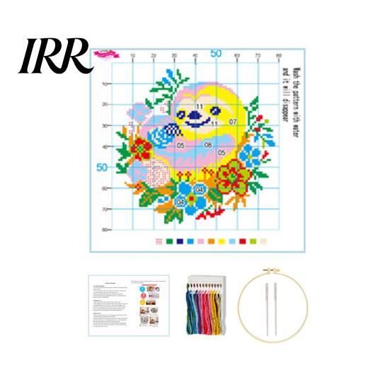 Complete Cross Stitch Supplies Embroidery Starter Kit for Beginners Set with Floral Animal Landscape Patterns Pre-Printed Fabric Threads