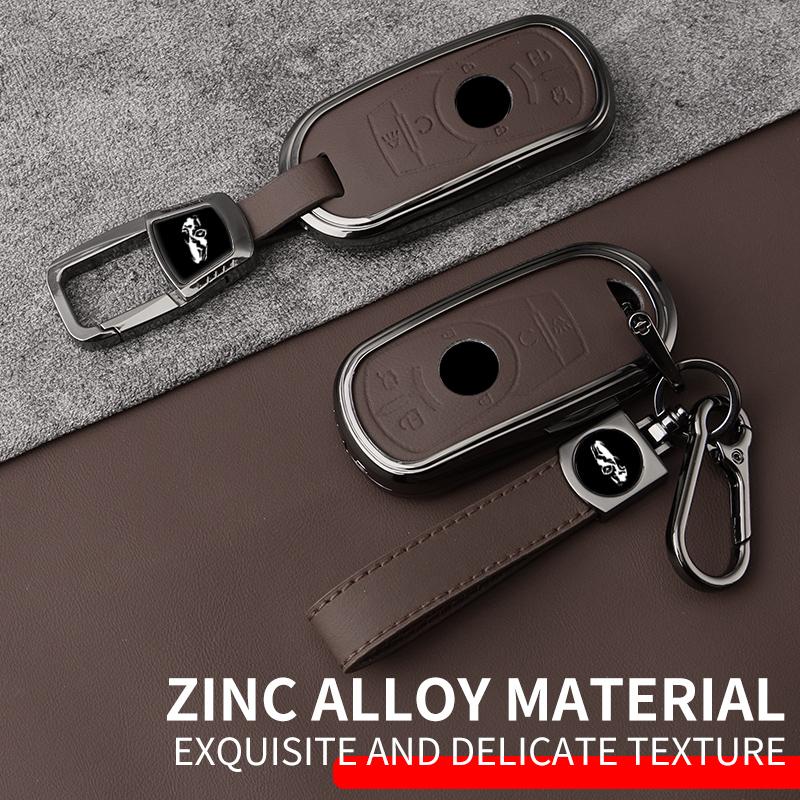 Metal Leather Car Key Case Cover For Buick Encore Envision Excelle Lacrosse Regal Verano Gx Gl6 Protected Shell Fob Accessories