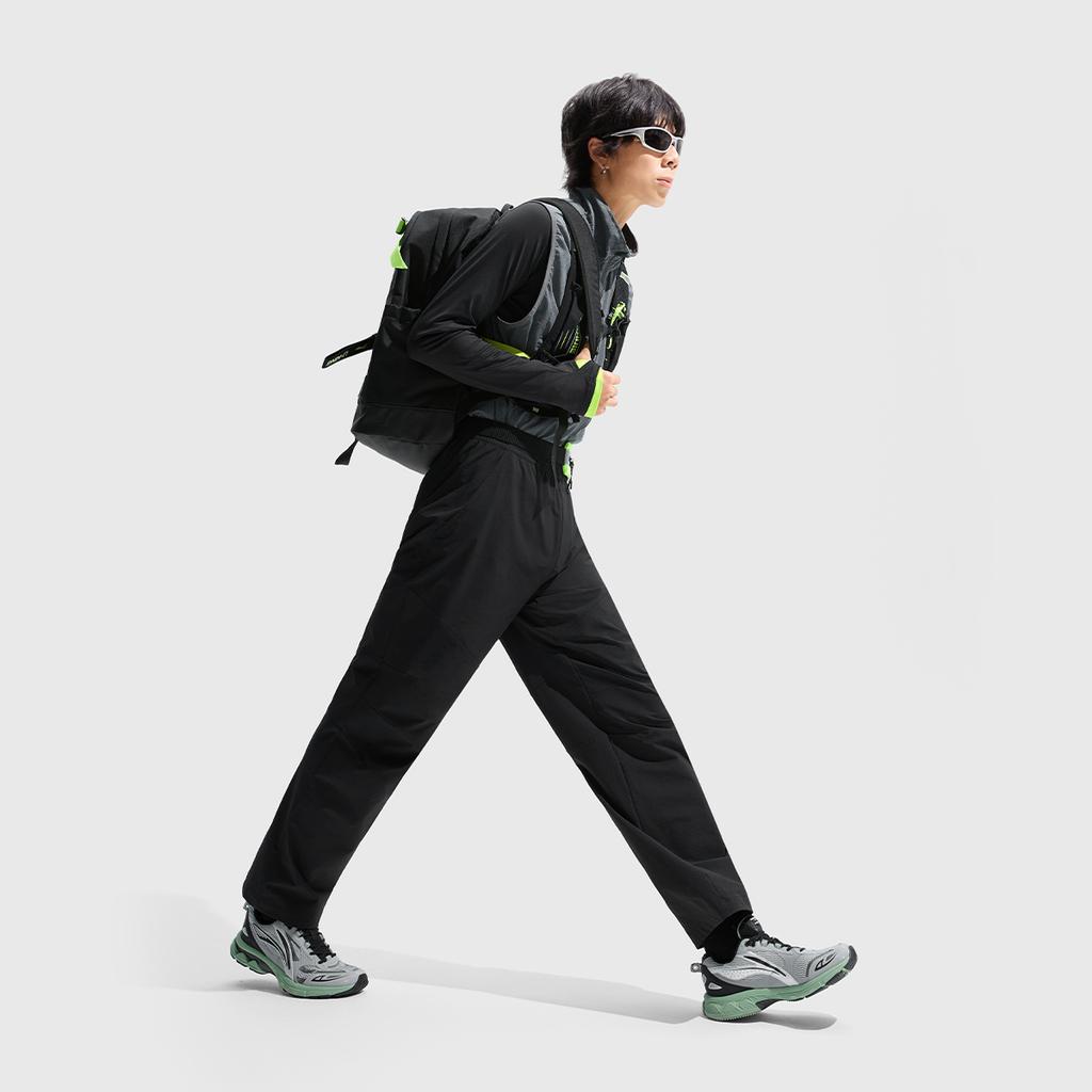 Li-Ning Fitness Series Flat Waist Mid-Rise Woven Sports Casual Pants Men bottoms Black AYKU731-1