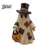 Decorazioni di Halloween per Fattoria Fantasma Patchwork Illuminato Statuetta in Resina con Lanterna di Zucca Stile Rustico Artigianato Stagionale Lampada da Tavolo Autunno Vintage