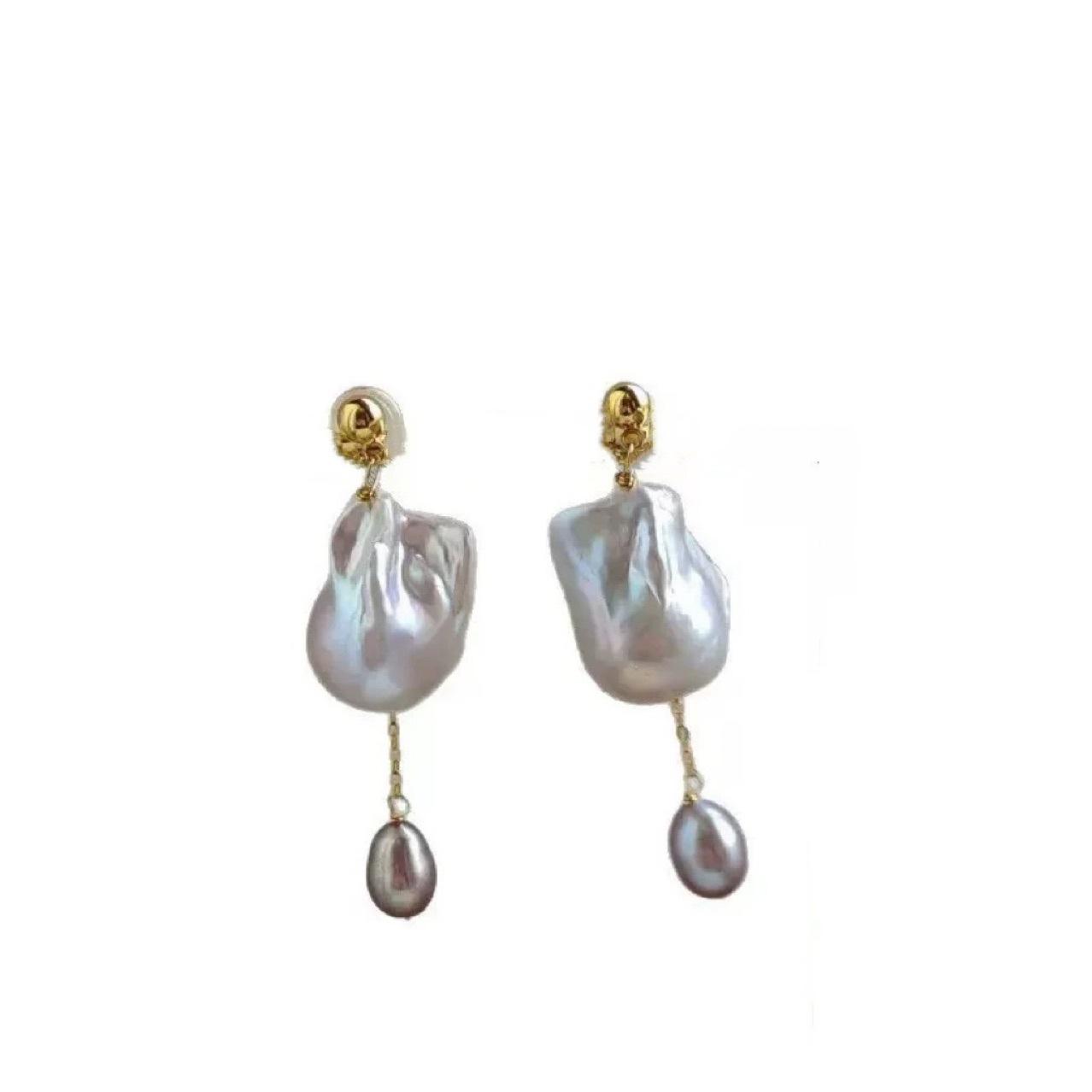 Французский темперамент большие красочные барочные неправильной формы серьги с жемчугом «рыбий хвост» серьги-пусеты с фиолетовым жемчугом подвеска женские Silver needle