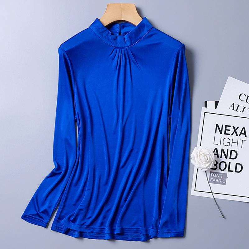 Autumn/Winter Women's High Neck Ruffle Collar Silk Knit Top