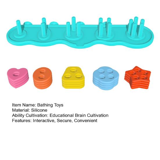 Baby Bath Toys 20 Textured Floating Pieces Stacking Bath Toy Silicone Color & Shape Sorter for Toddler Bathtub Learning