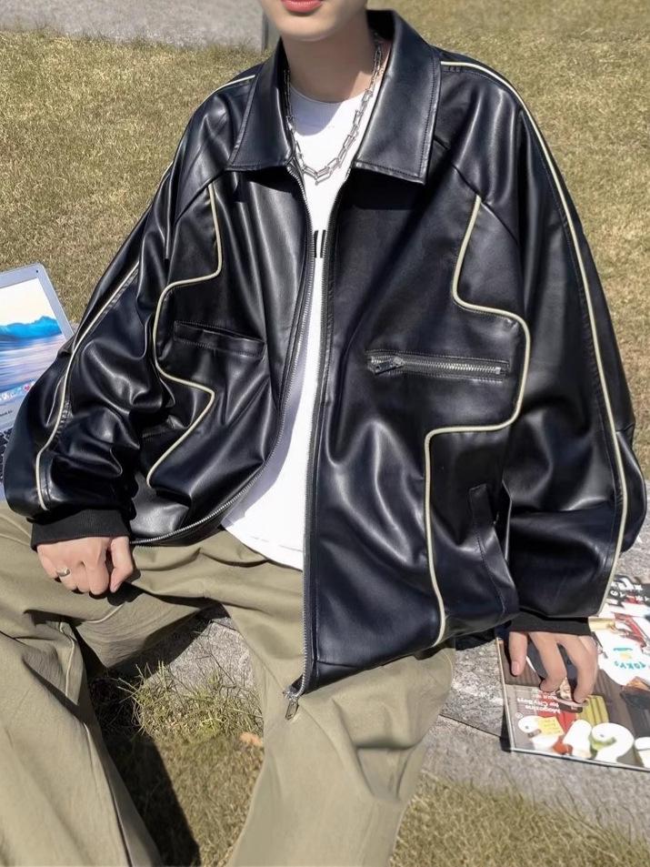 Men's Retro PU Leather Jacket - Trendy Korean Style, Street Fashion, Hip Hop Cardigan, Autumn/Winter Outerwear