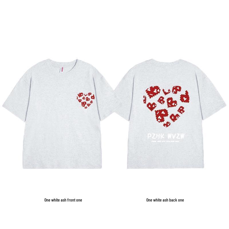 Tricou de cuplu supradimensionat simplu cu imprimeu de litere mărimi mari - Tendință Vară 2025