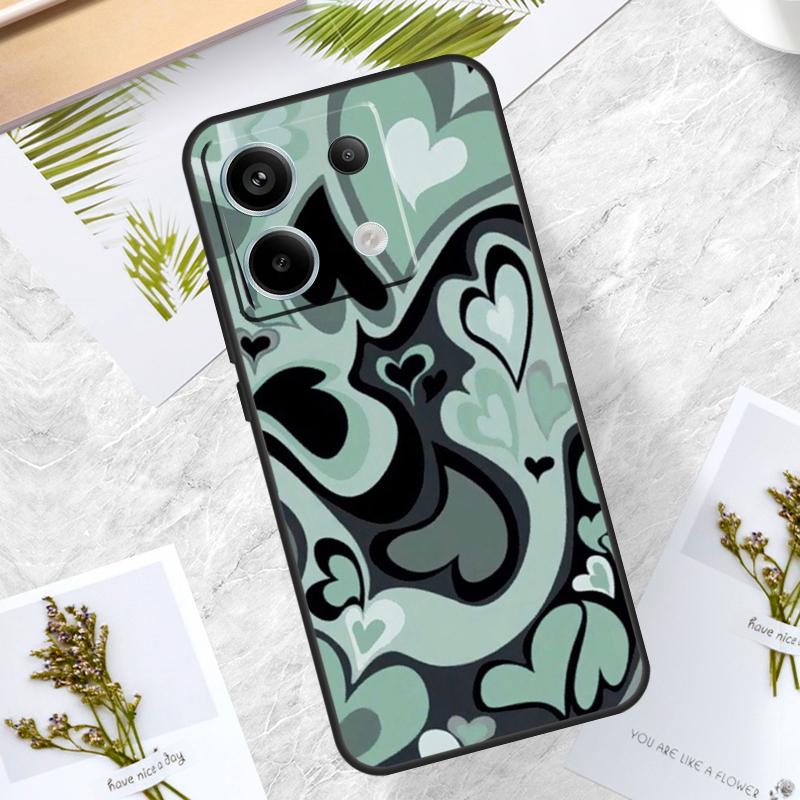 Brown Purple Hearts Swirl Pattern Case For Xiaomi Redmi Note 14 13 12 11 10 9 15 Pro Plus Redmi 13C 14C 15C 10C 12C 15 Cover